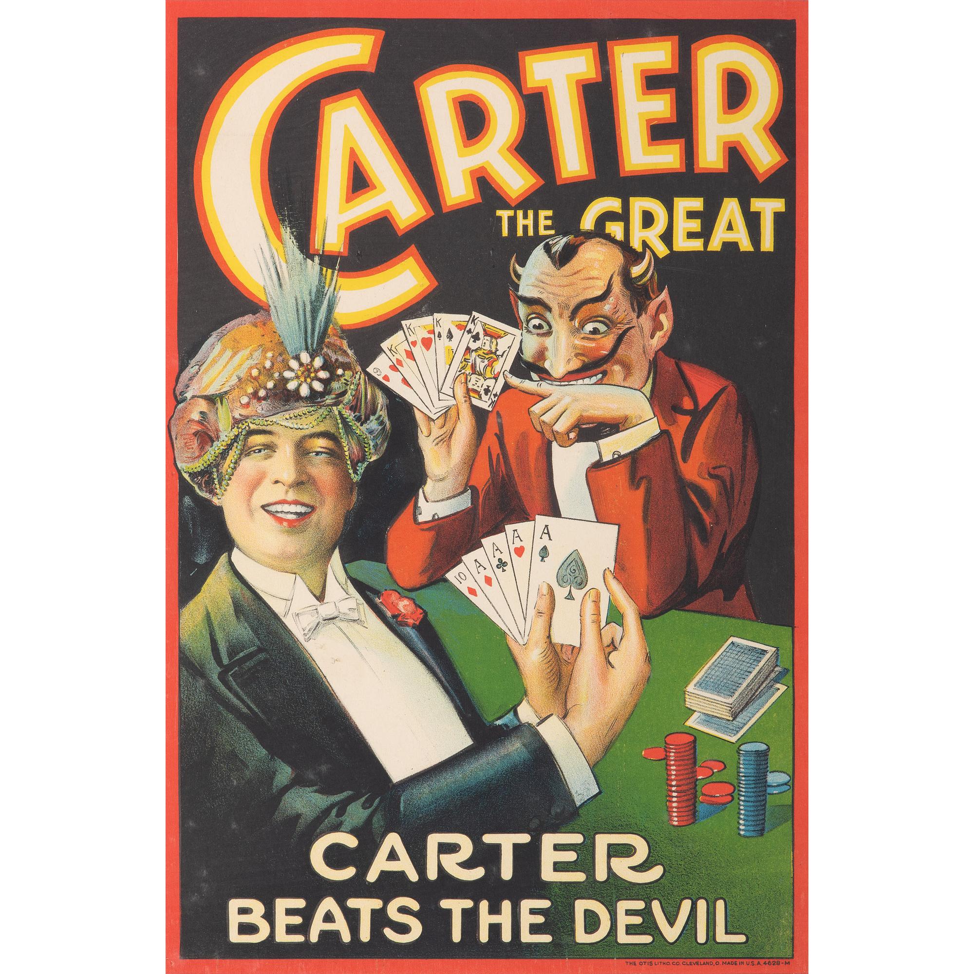 A Carter the Great Lithographic Advertising Window Card