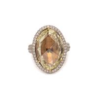 FANCY YELLOW DIAMOND AND DIAMOND RING