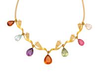 YELLOW GOLD AND MULTIGEM NECKLACE