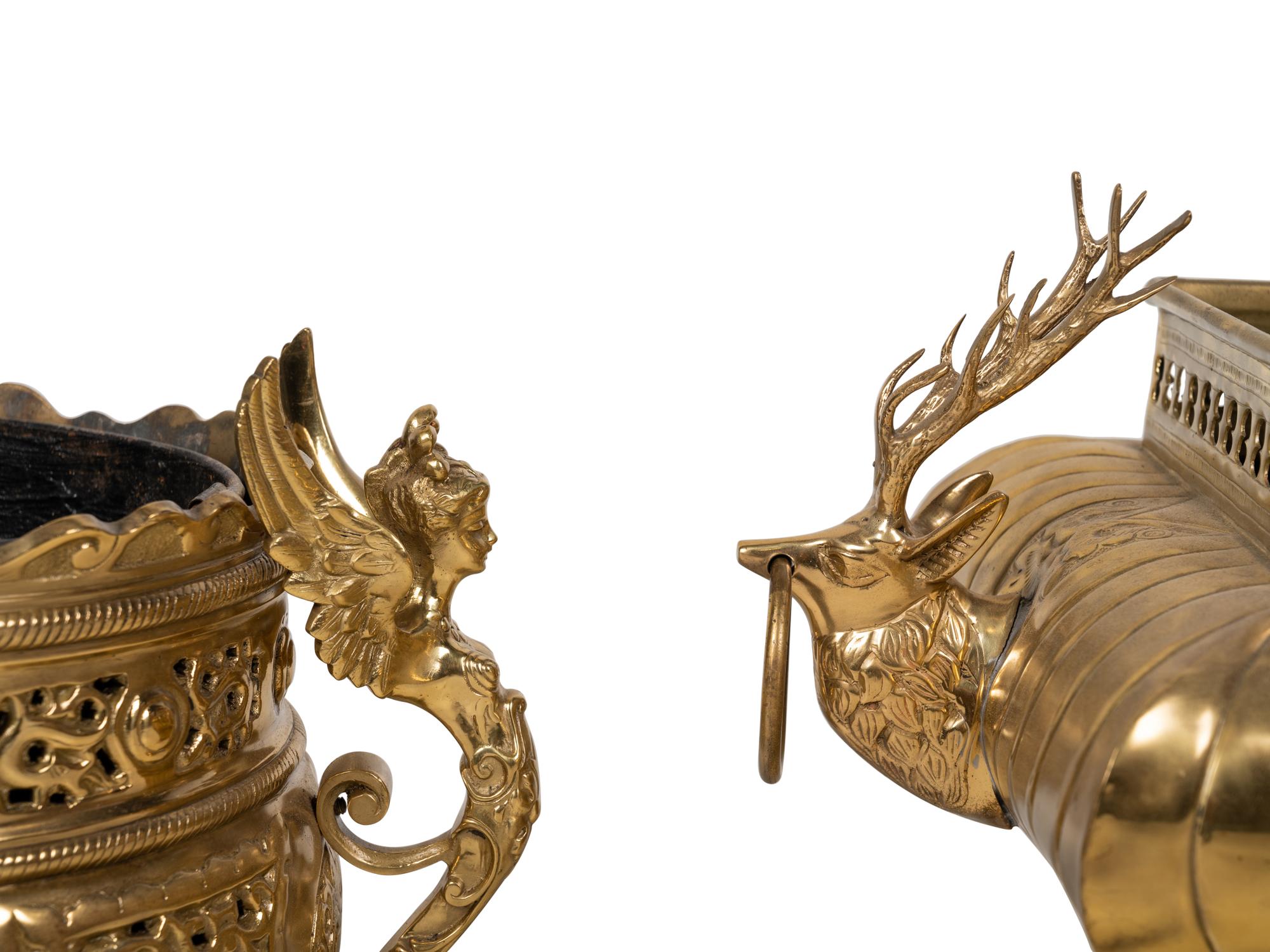 Two Neoclassical Style Brass Jardinières