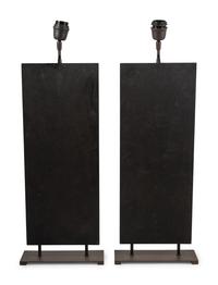 A Pair of "H" and "N" Pearwood Printing Blocks Mounted as Lamps
