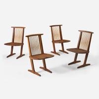 George Nakashima (American, 1905-1990) Set of Four "Conoid" Dining Chairs, New Hope, Pennsylvania, 1982