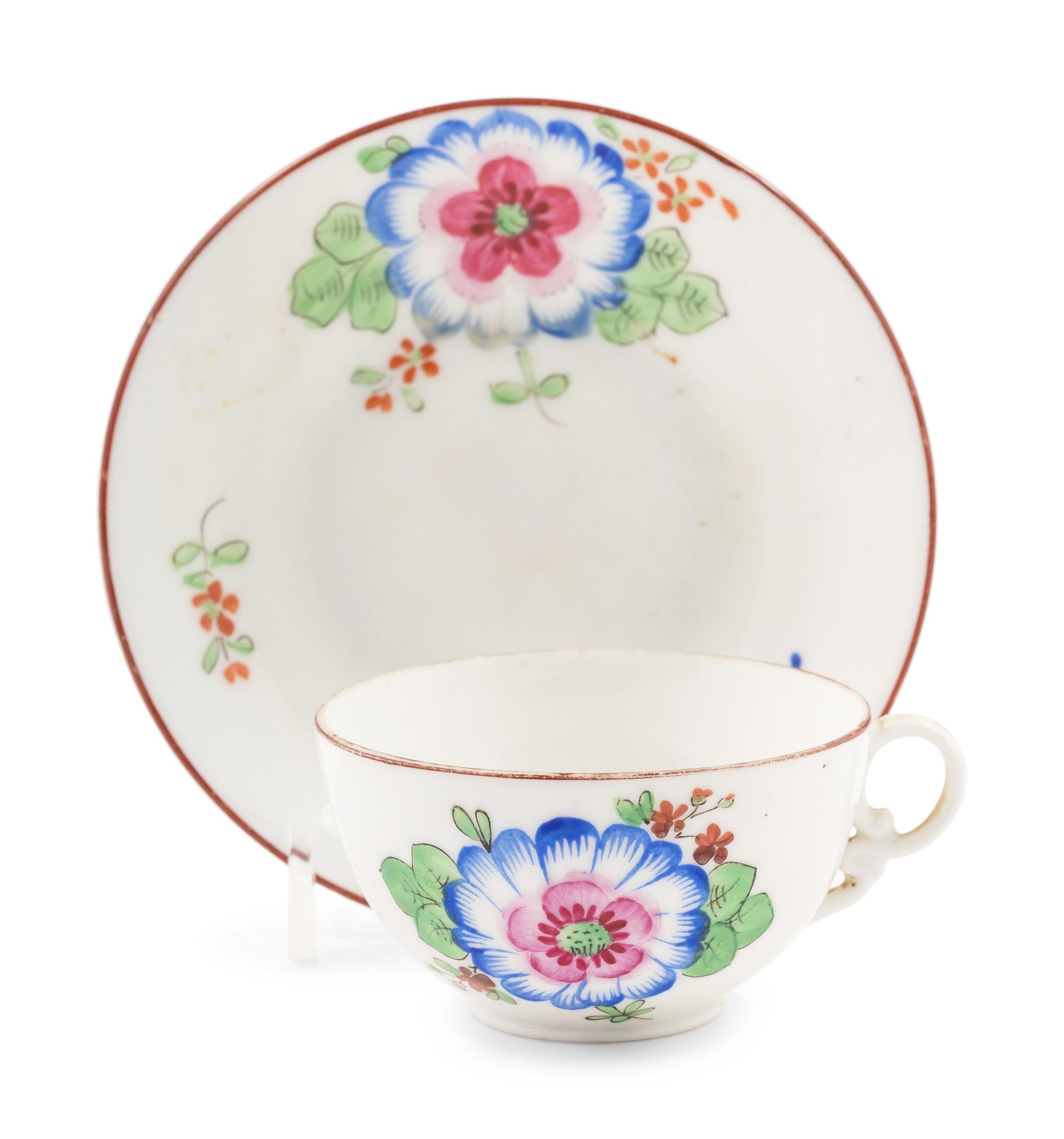A Set of Six Gardner Porcelain Teacups and Saucers