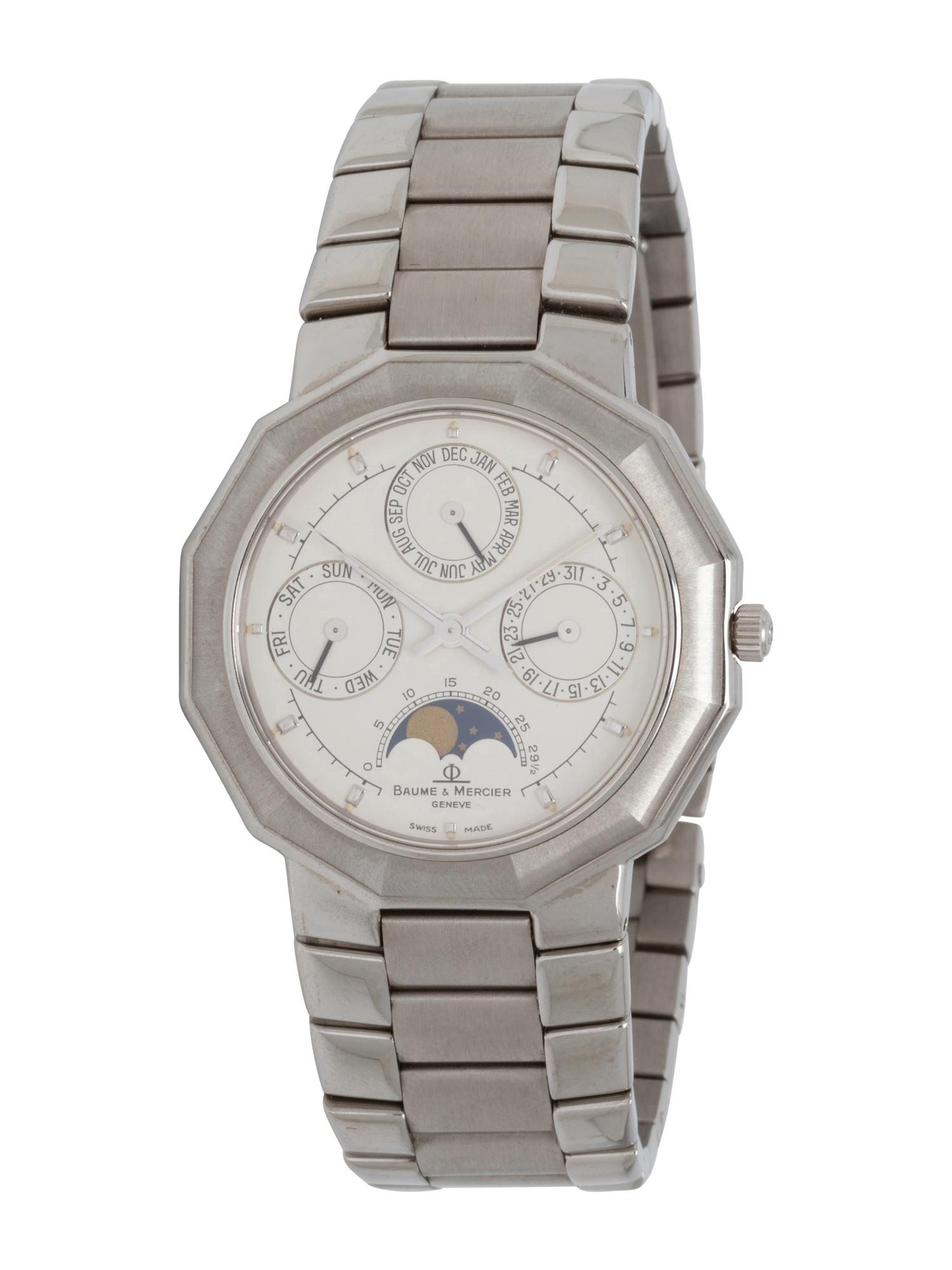PAIR OF BAUME & MERCIER, REF. 6131 TRIPLE CALENDAR STAINLESS STEEL WATCHES