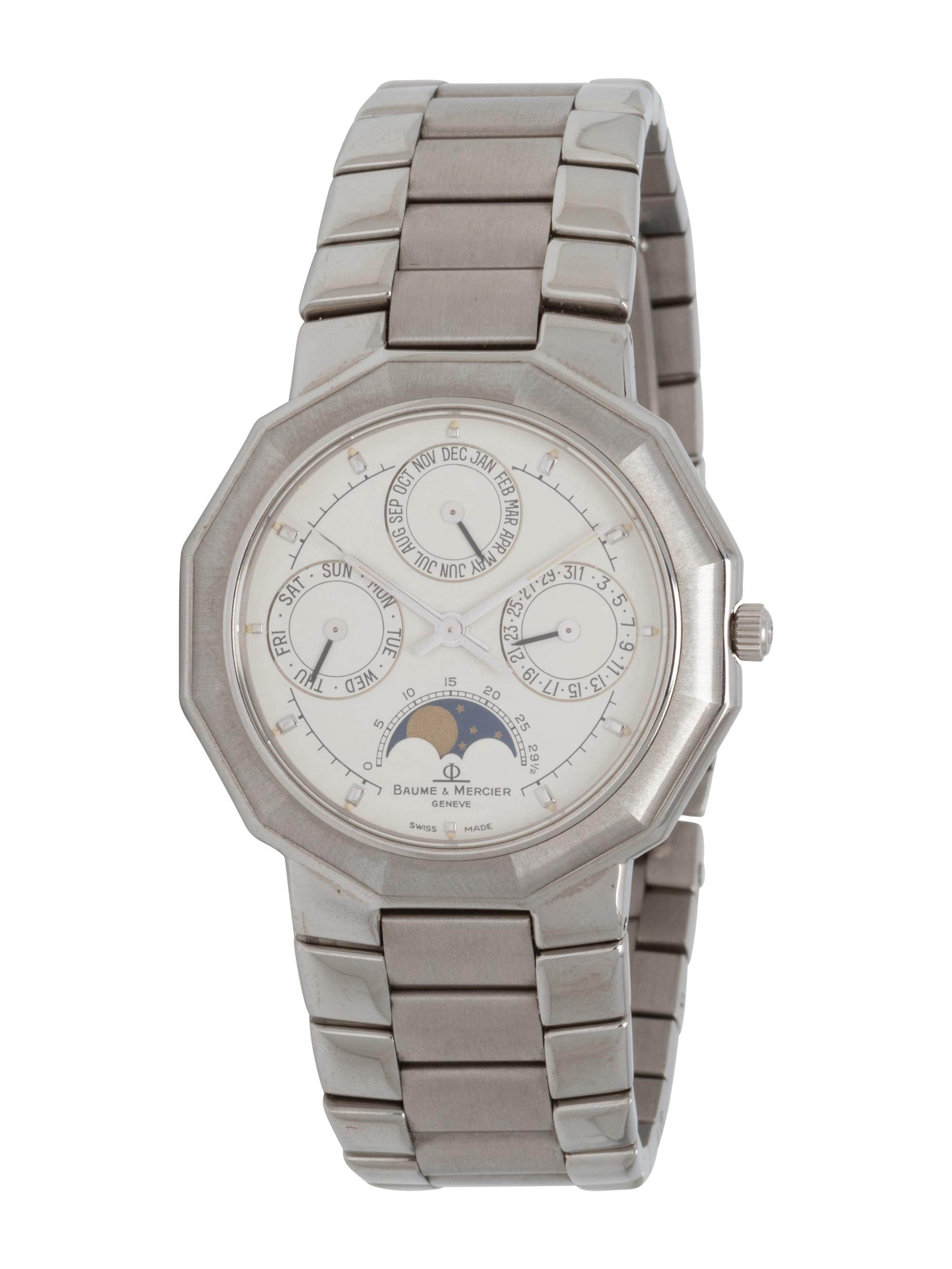 PAIR OF BAUME & MERCIER, REF. 6131 TRIPLE CALENDAR STAINLESS STEEL WATCHES