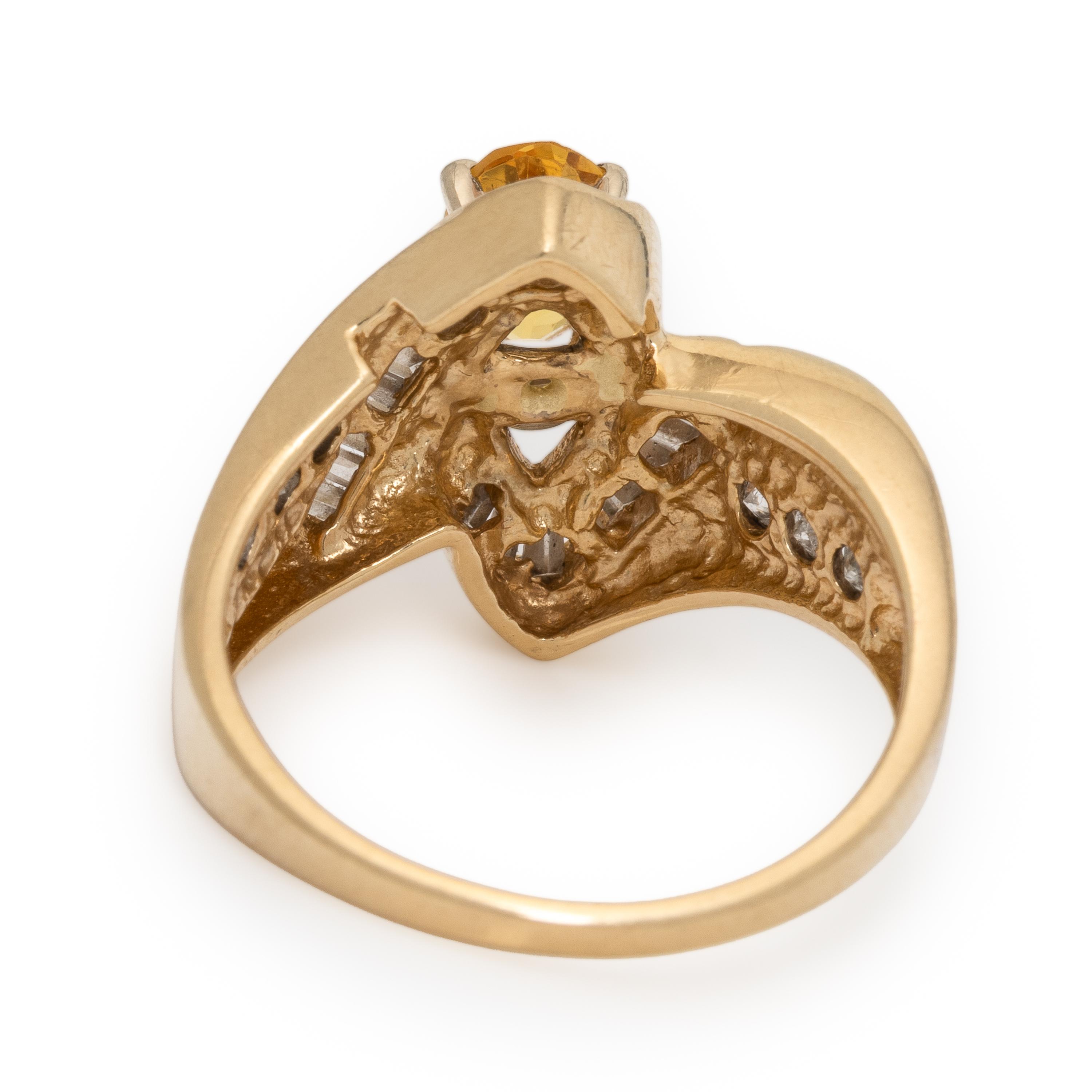 Yellow Sapphire, Diamond, and Yellow Gold Ring