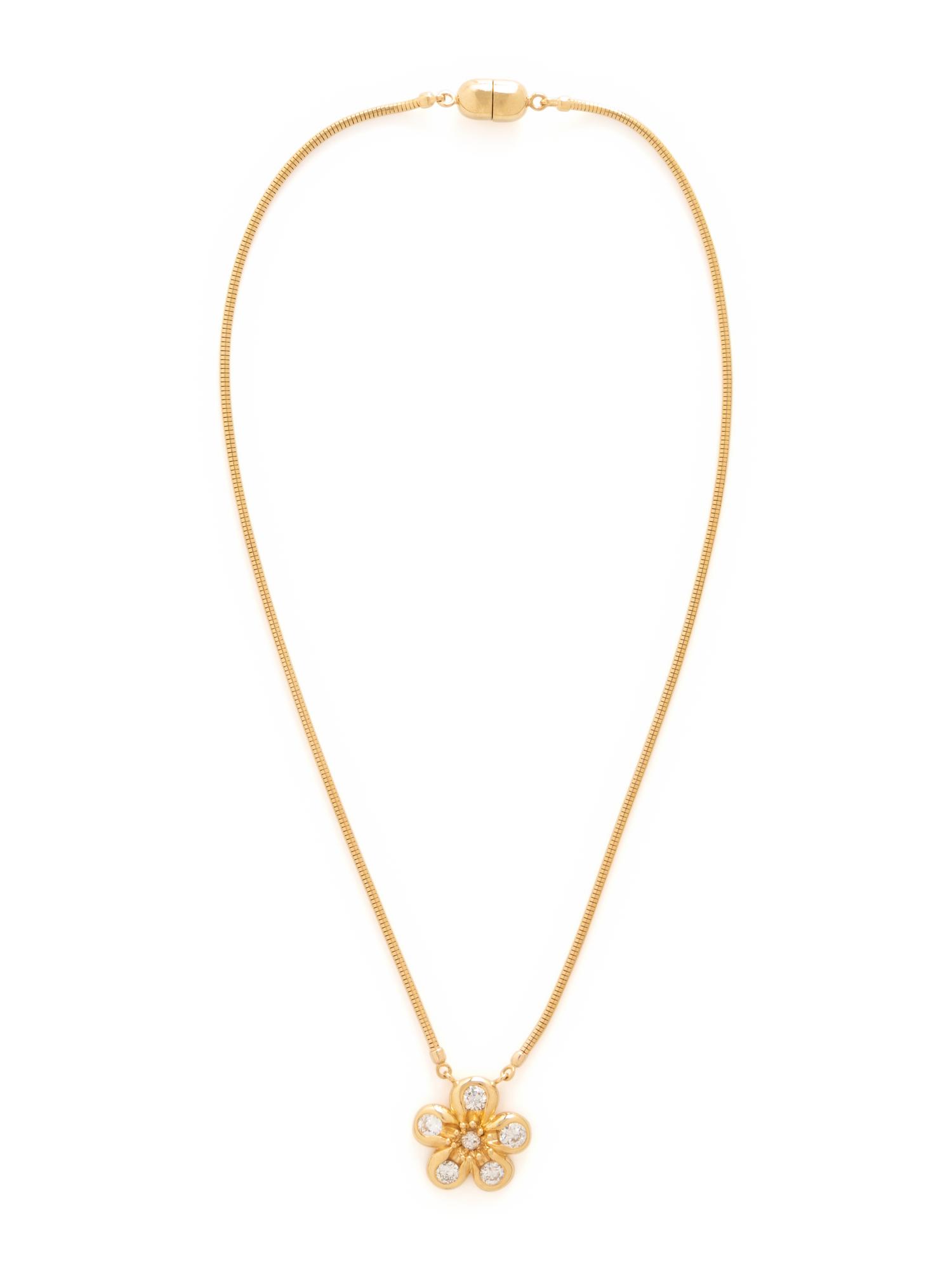 YELLOW GOLD AND DIAMOND FLOWER NECKLACE