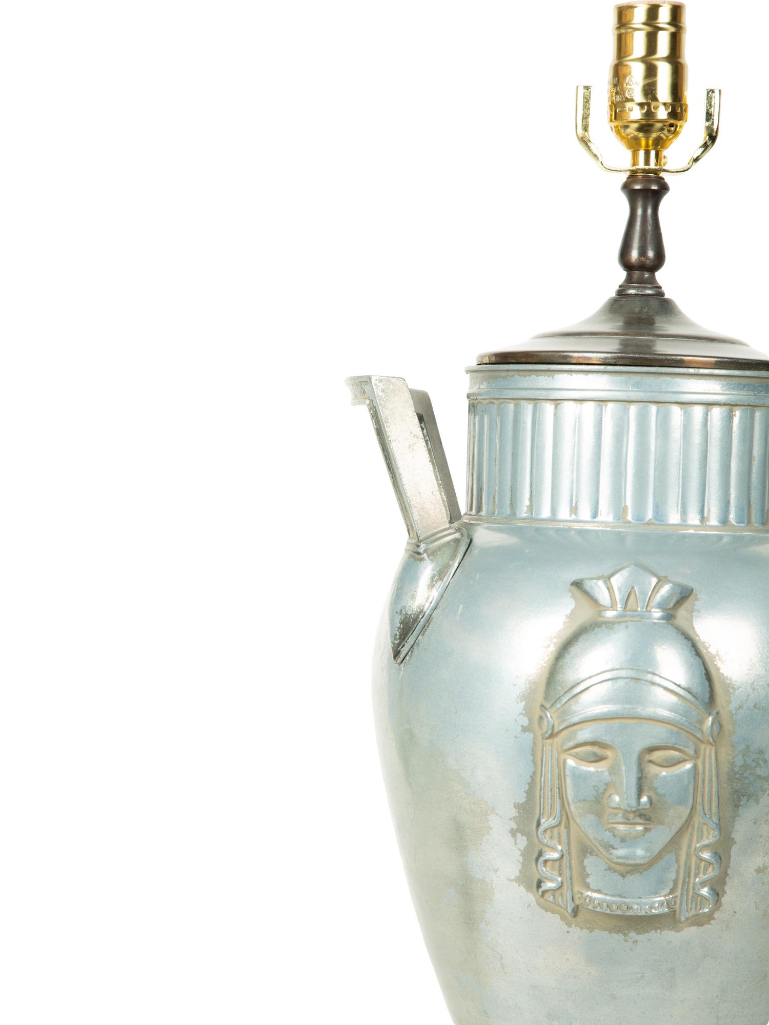 An Art Deco Style Cast Metal Urn Mounted as a Lamp — 20TH CENTURY
