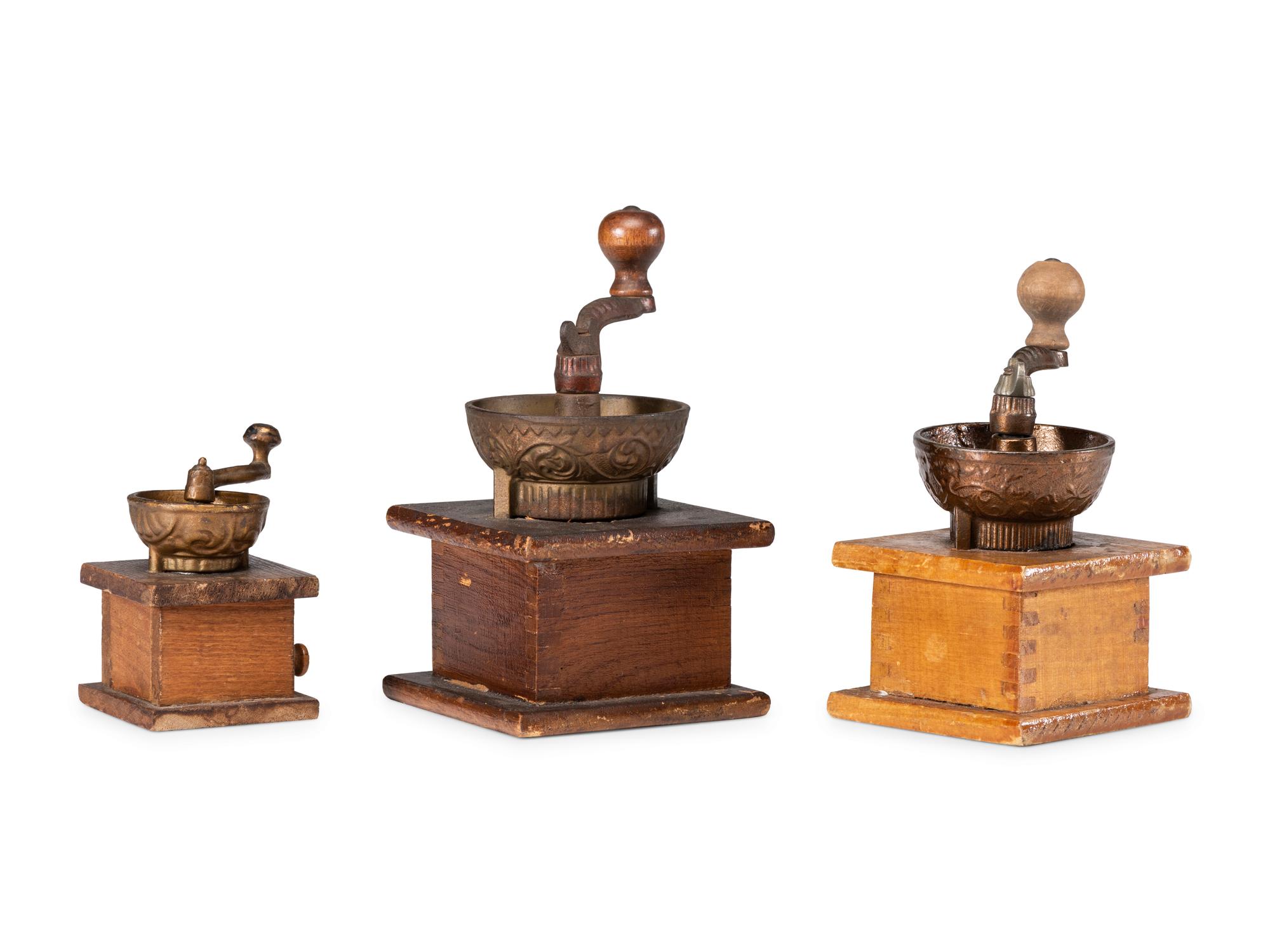 Three Miniature Coffee Grinders