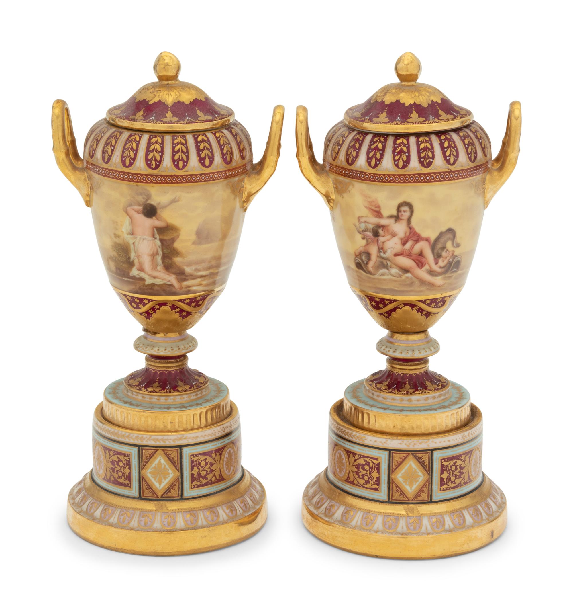 A Pair of Vienna Porcelain Urns