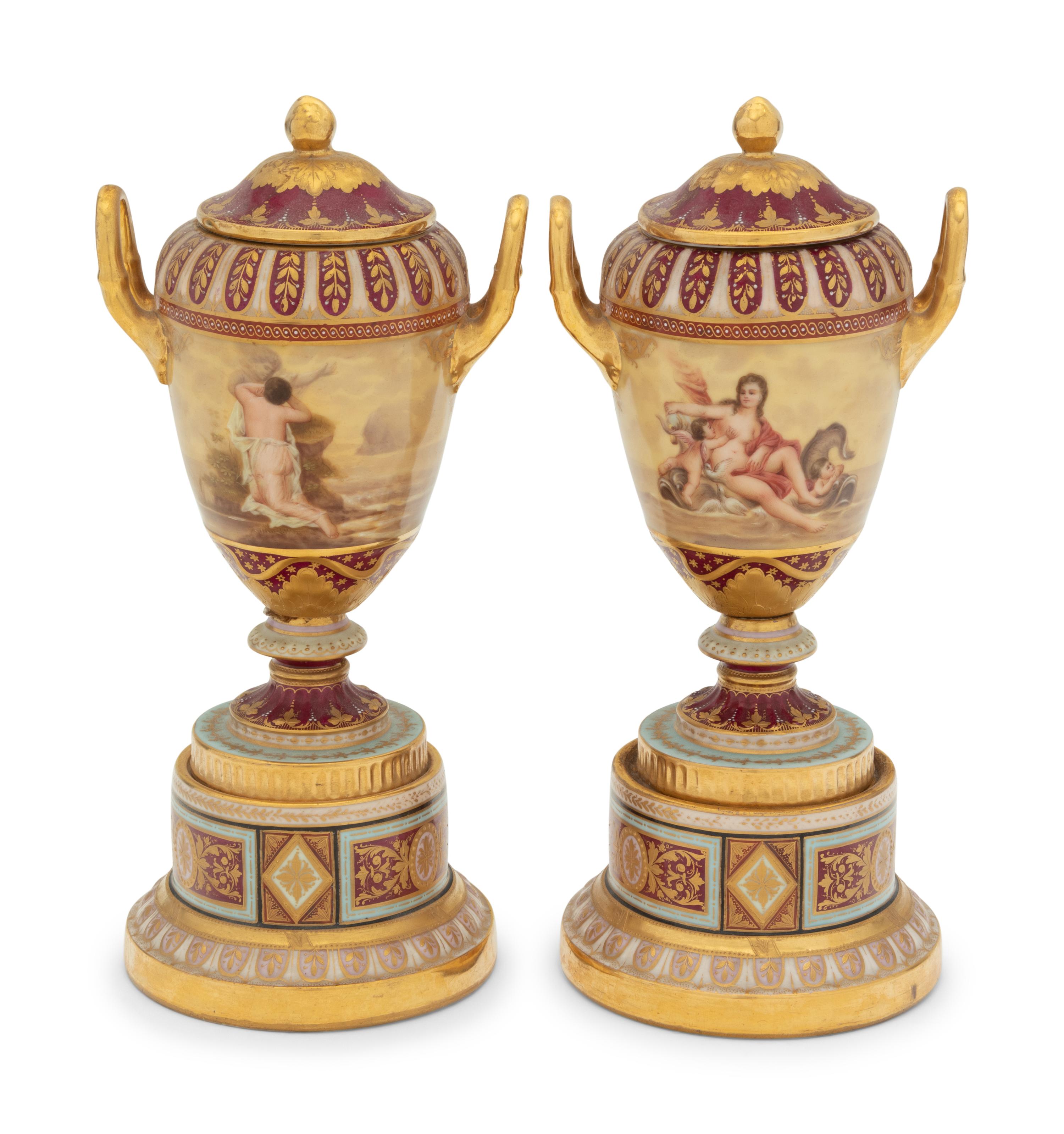 A Pair of Vienna Porcelain Urns