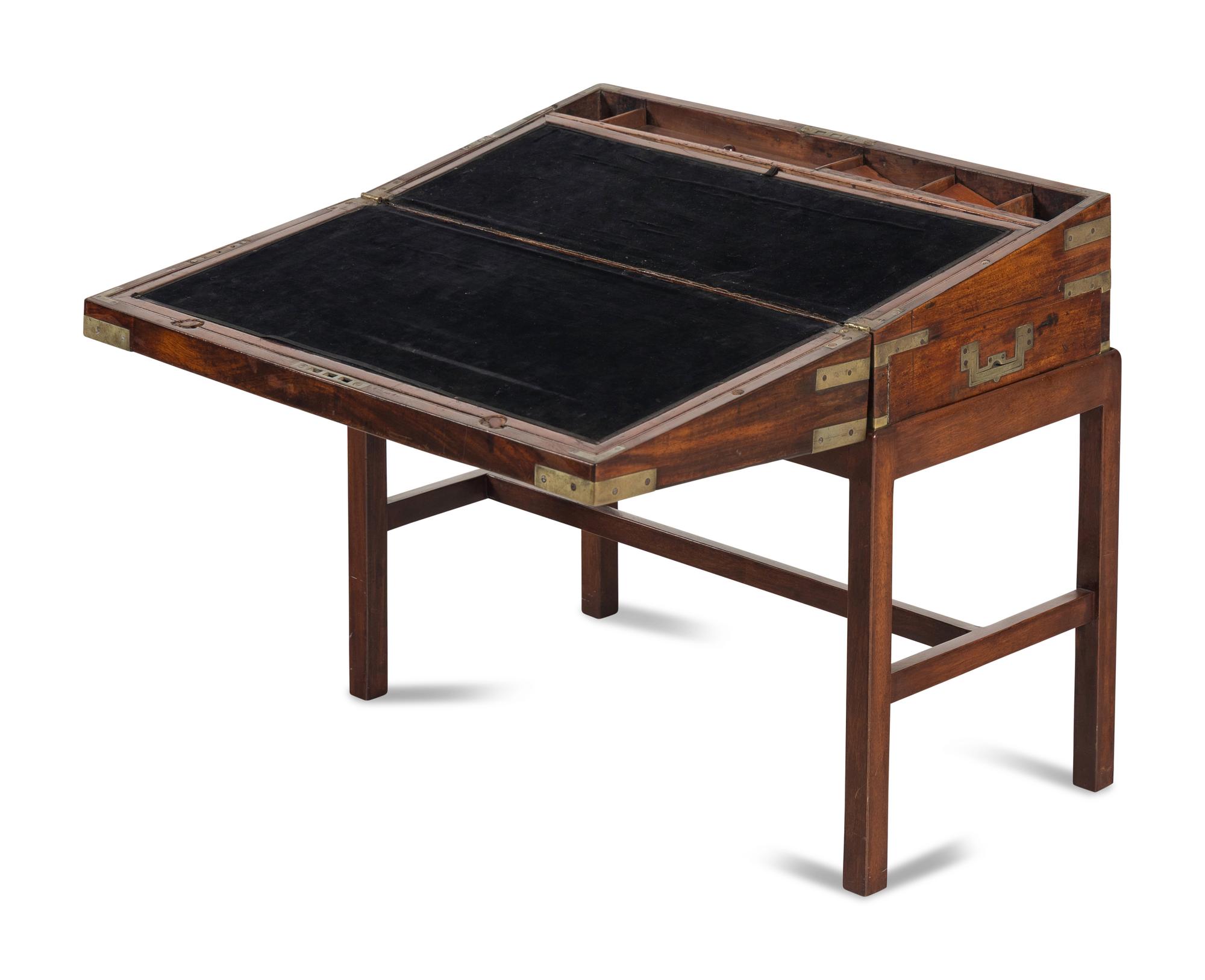 A Regency Mahogany and Brass-Banded Campaign Writing Slope