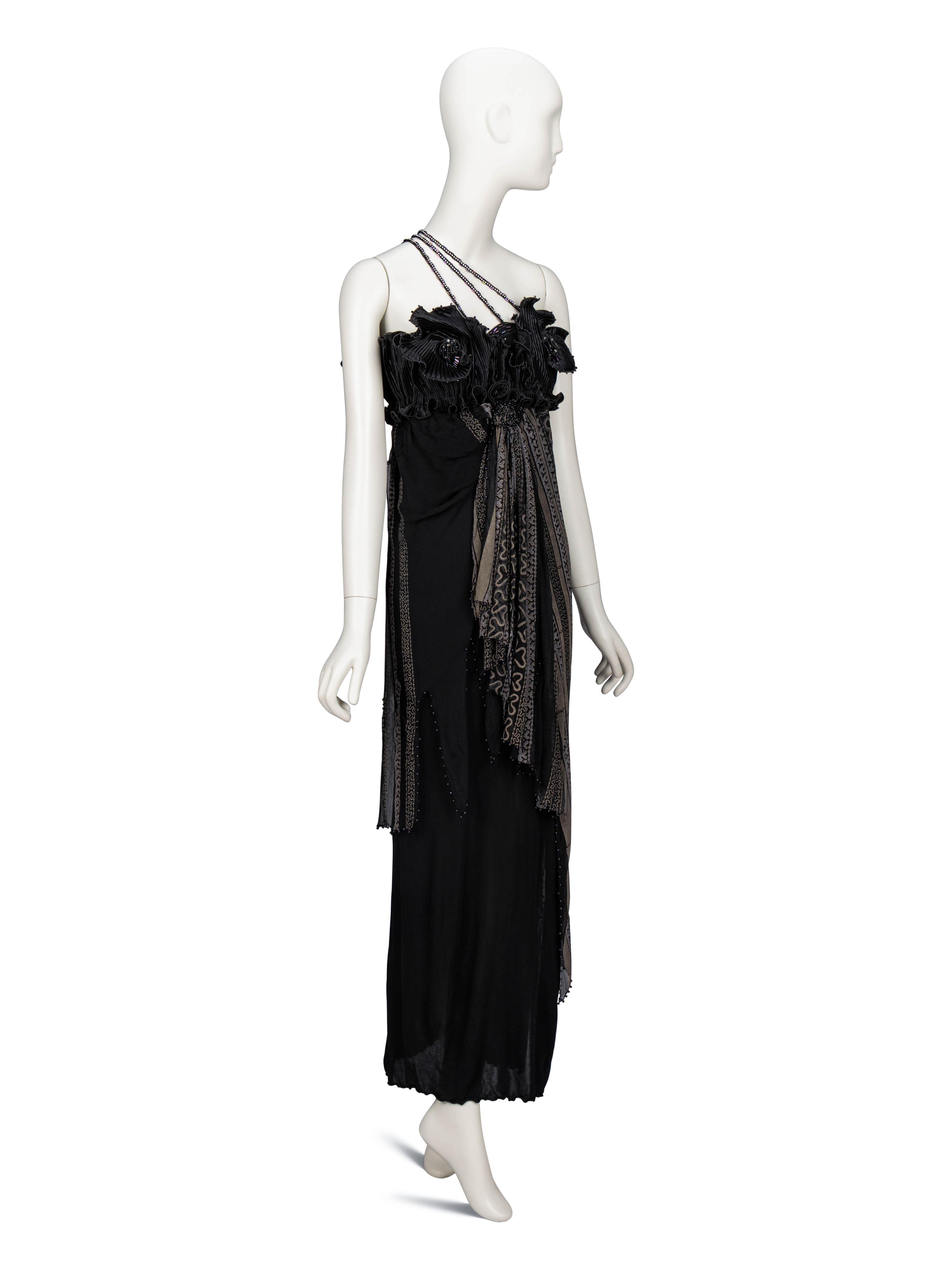 Zandra Rhodes, Black Painted Silk Evening Dress