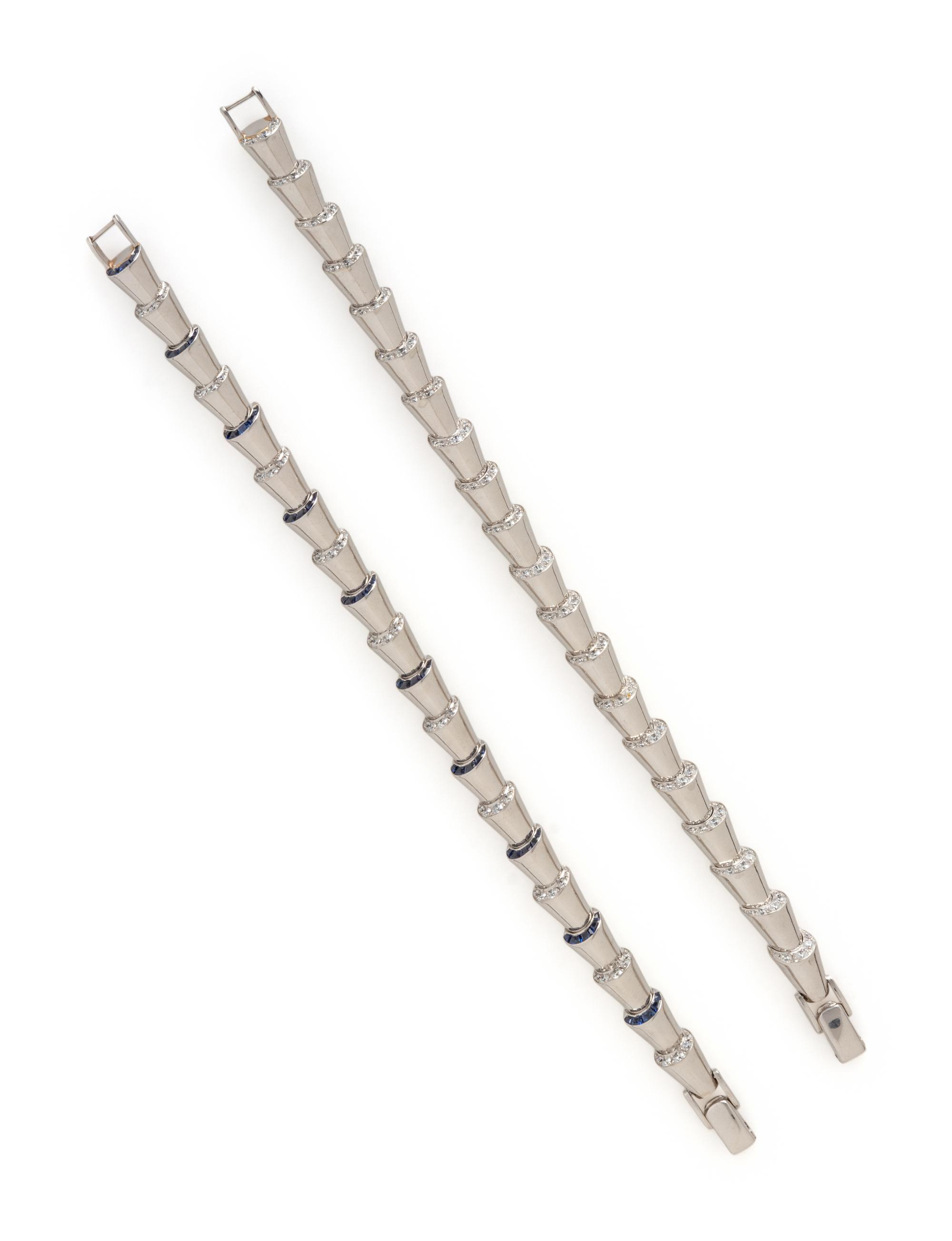 OSCAR HEYMAN, PAIR OF DIAMOND AND SAPPHIRE 'CORNUCOPIA' BRACELETS