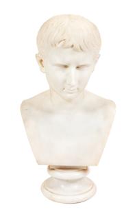 A Continental Marble Bust Height 22 inches.