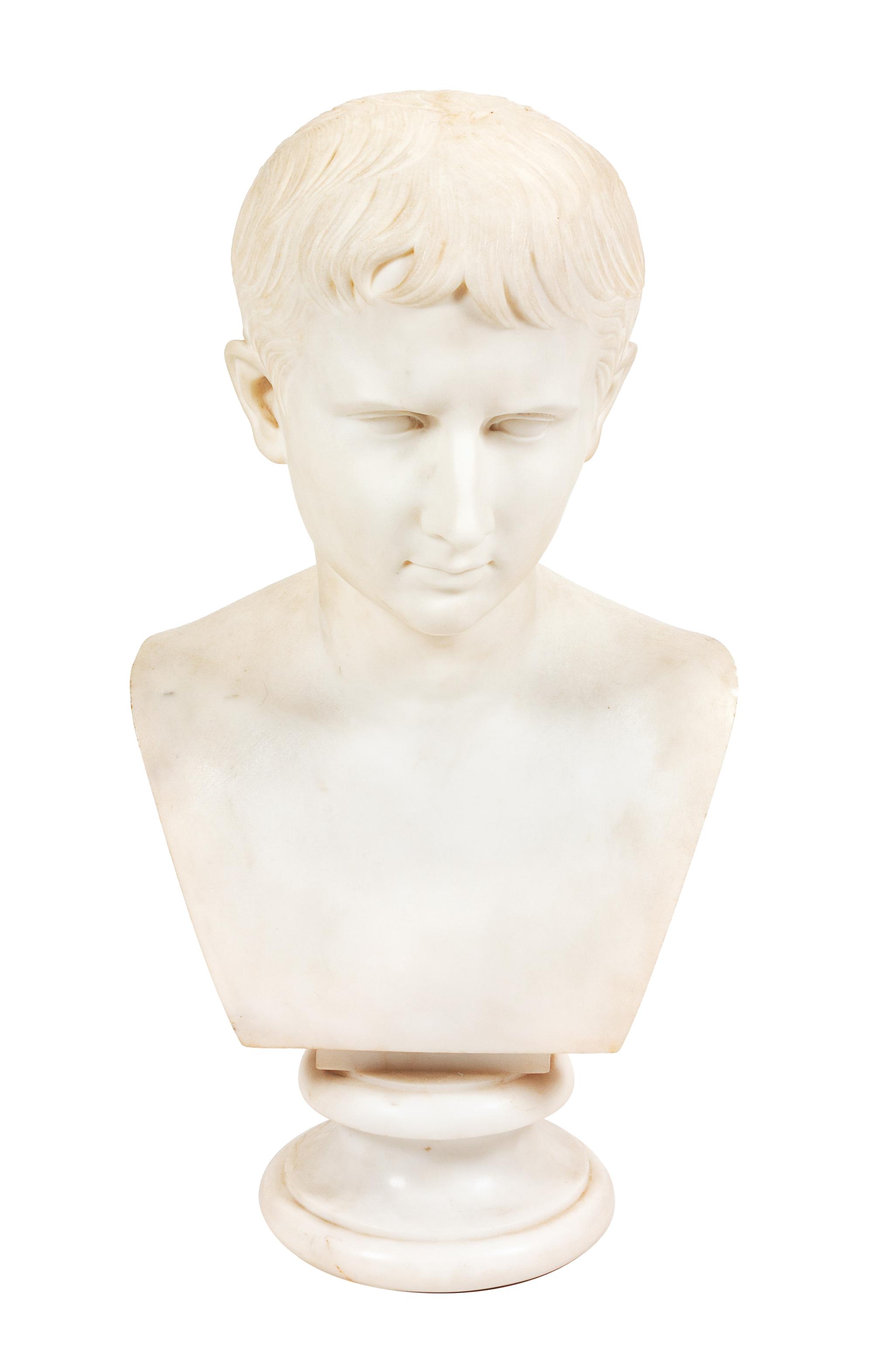 A Continental Marble Bust Height 22 inches.