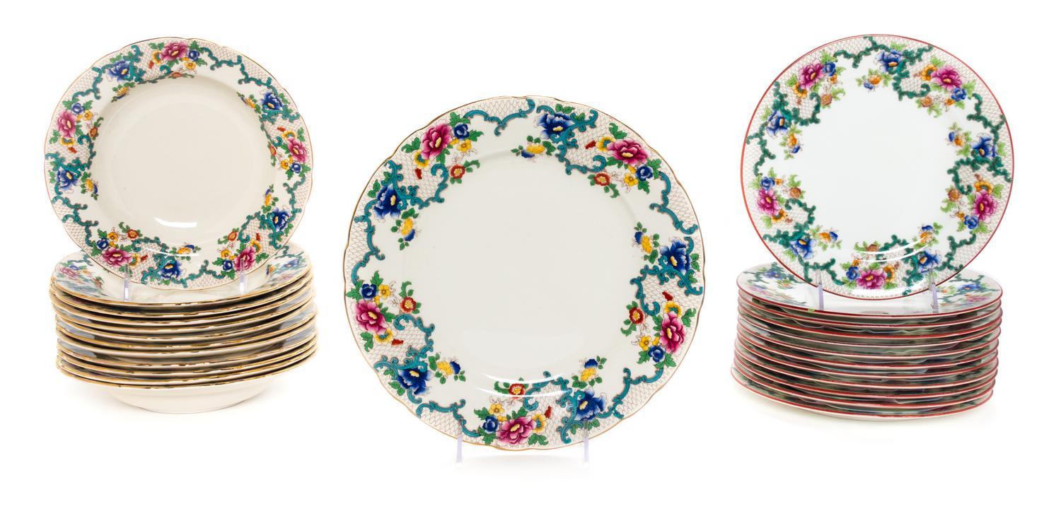 A Cauldon Porcelain Partial Dinner Service Diameter of first 9 1/2 inches. — 20TH CENTURY