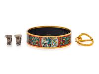 Hermès Bangle, Ear Clips, and Scarf Ring