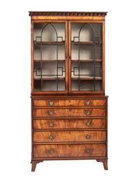 A George III Figured Mahogany Secretary Bookcase