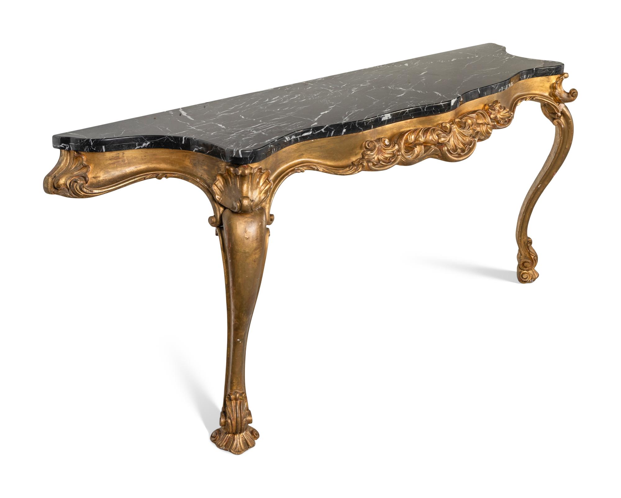 A Louis XV Style Giltwood Console Table