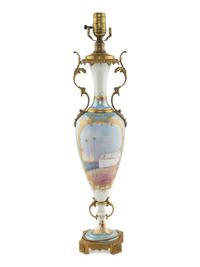 A Sèvres Porcelain Urn Mounted as a Lamp