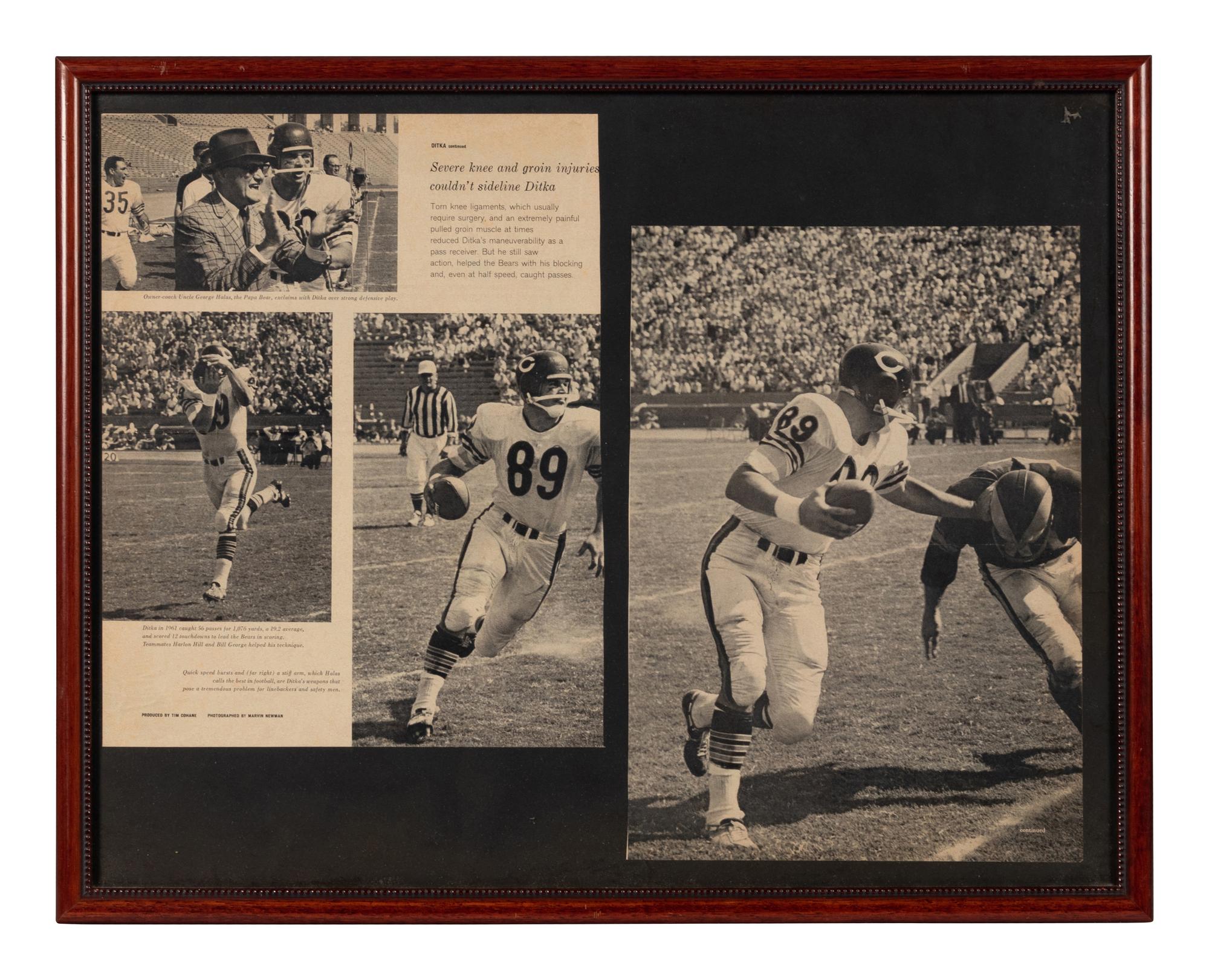 A Group of Six Newspaper and Magazine Clippings Formerly Displayed at Mike Ditka’s Restaurant