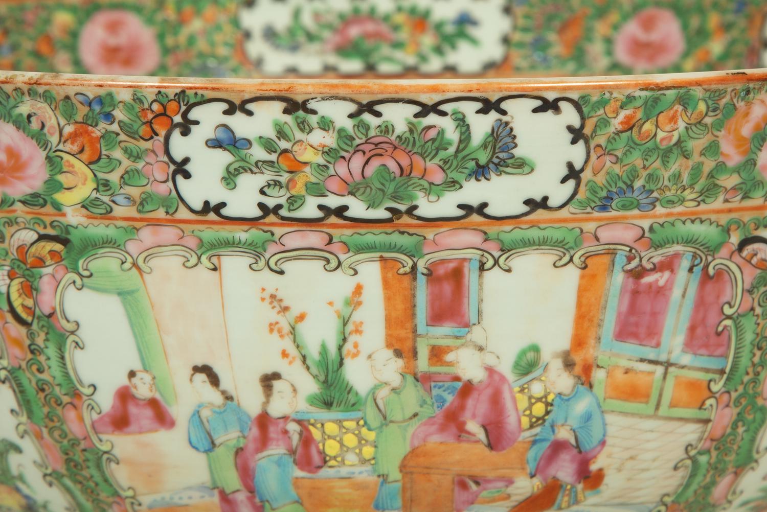 A Chinese Rose Medallion Porcelain Punch Bowl