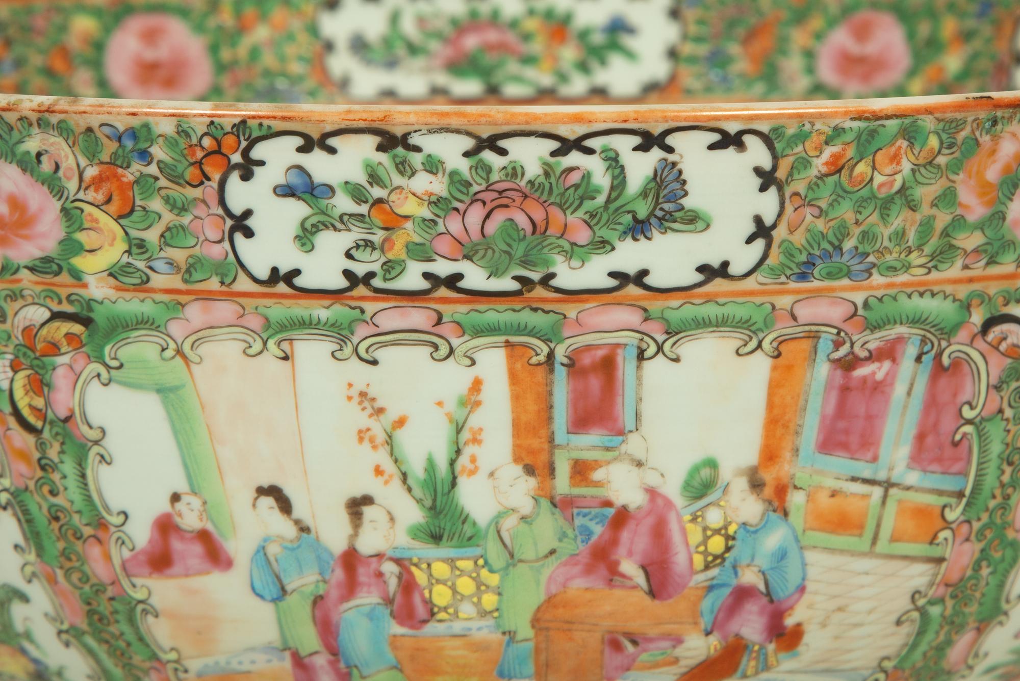 A Chinese Rose Medallion Porcelain Punch Bowl