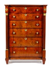 An Empire Style Mahogany Semainier Height 57 x width 39 3/4 x depth 19 inches. — 19TH CENTURY