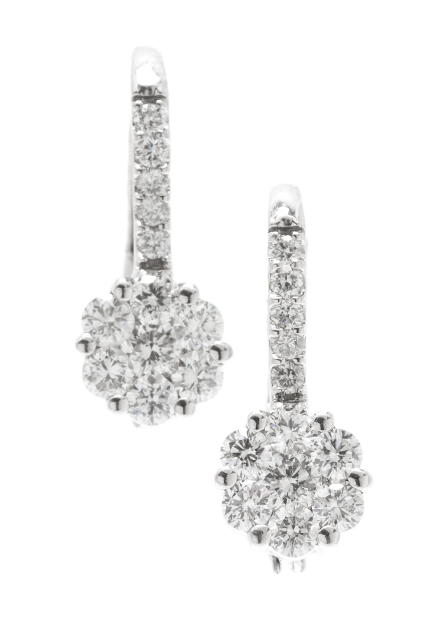 A Pair of 14 Karat White Gold and Diamond Earrings, 1.70 dwts.