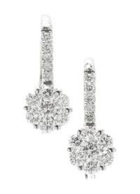 A Pair of 14 Karat White Gold and Diamond Earrings, 1.70 dwts.