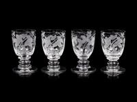 A Set of Sixteen William Yeoward Etched Glass Wine Goblets