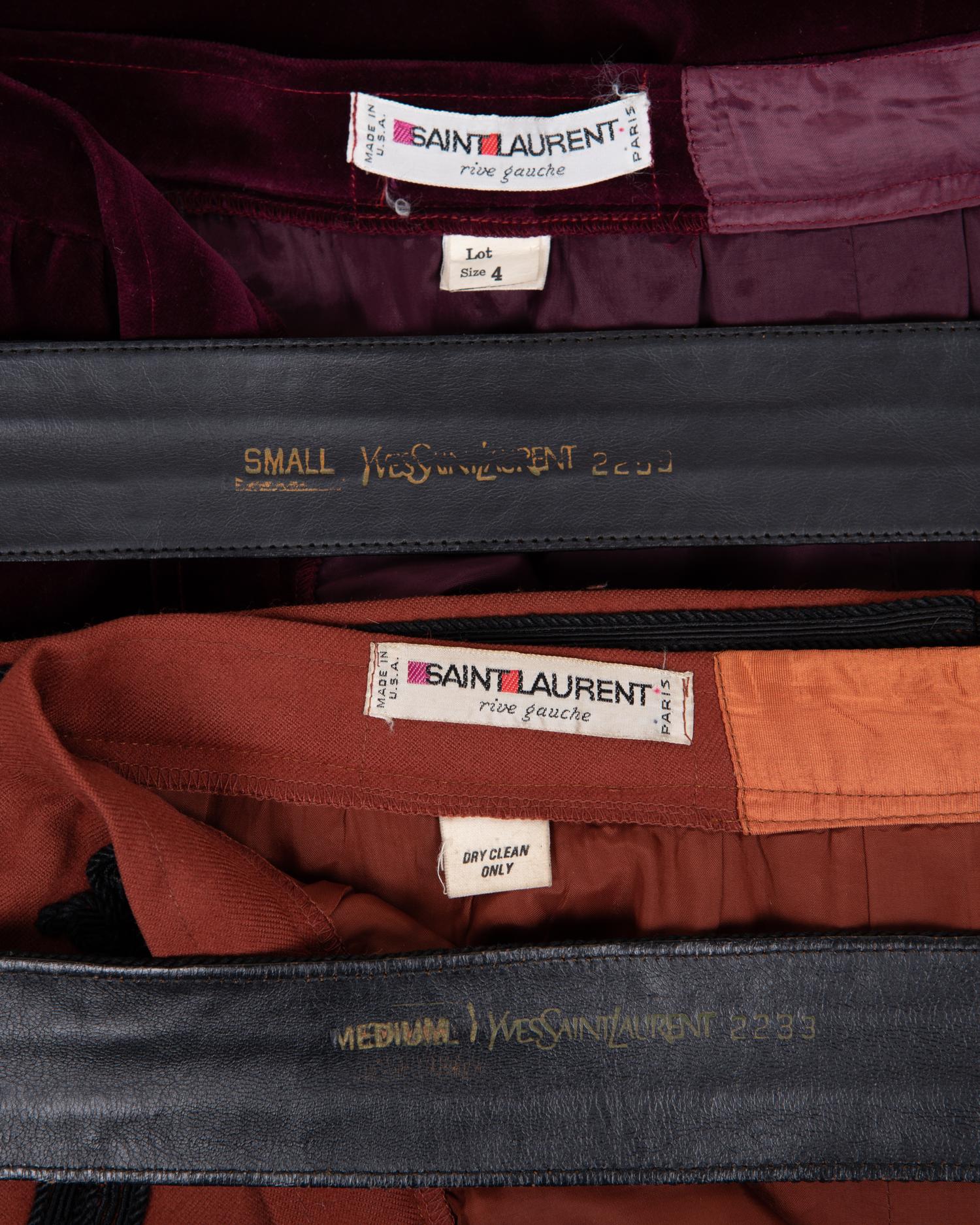 Two Yves Saint Laurent Rive Gauche Skirts with Belts, 1970s
