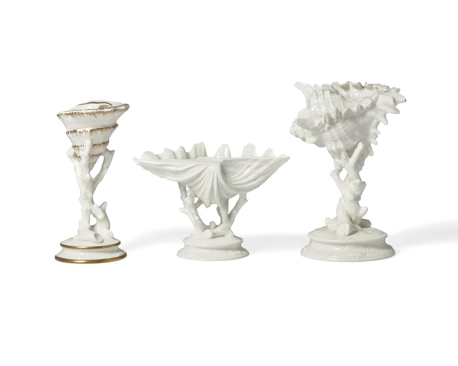 Three Wedgwood Porcelain Shell and Coral Table Ornaments