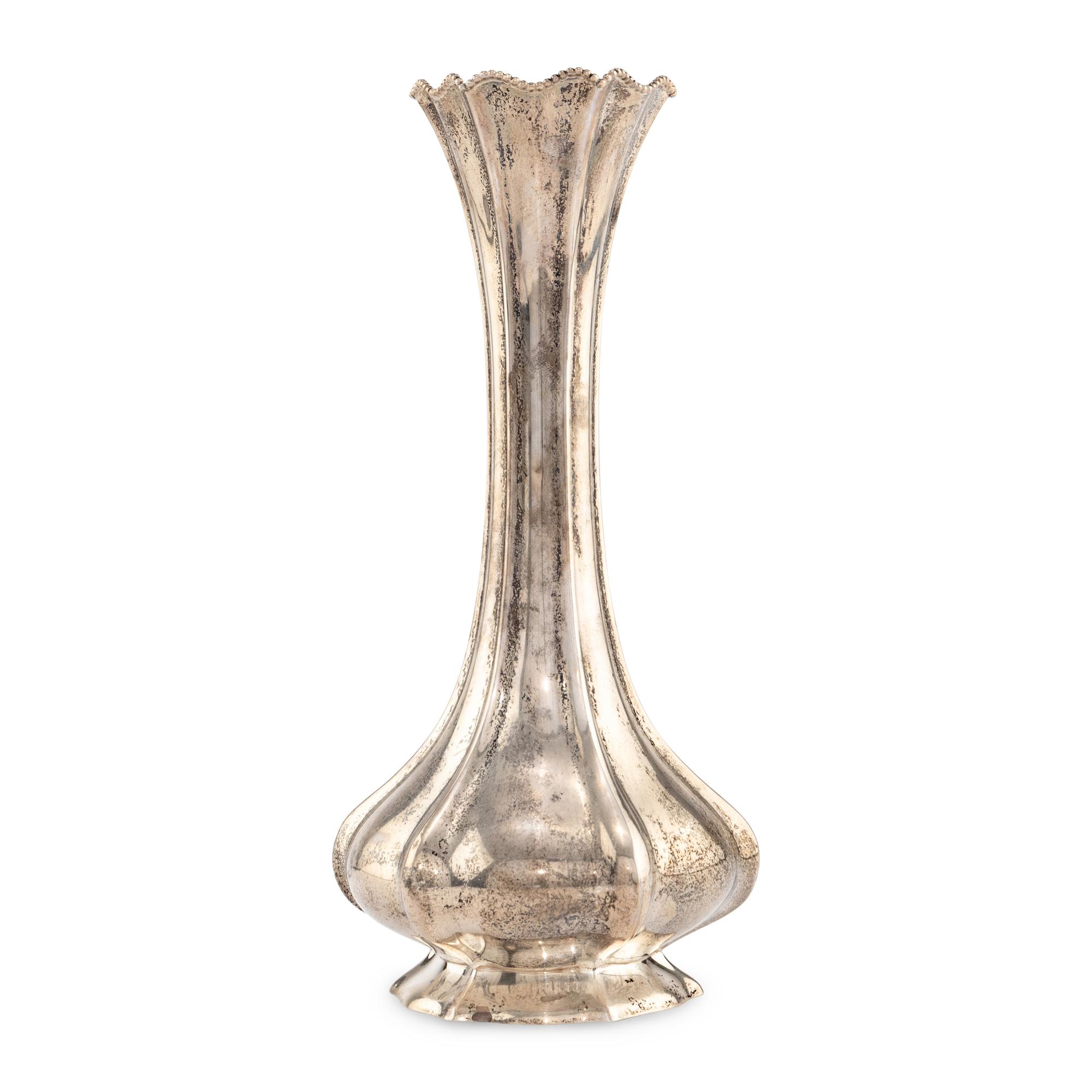 A Reed and Barton Silver Fluted Vase