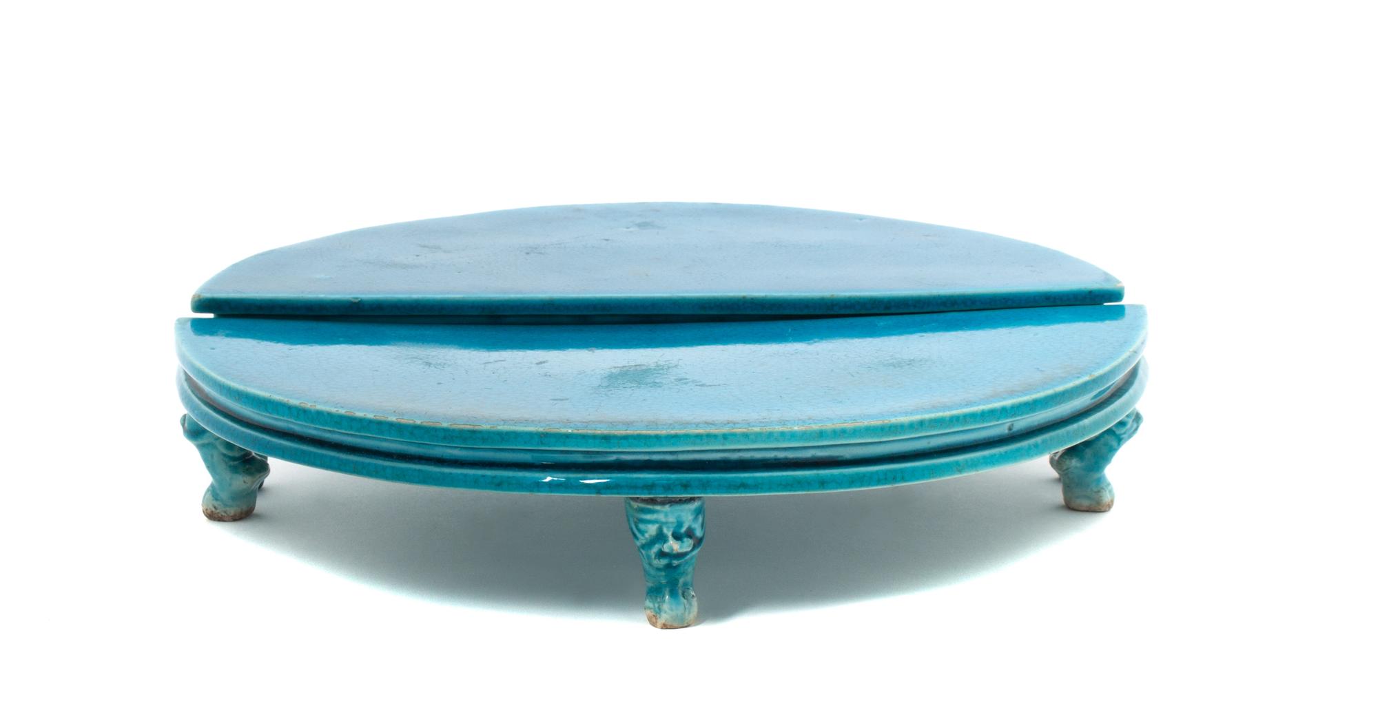 A Chinese Turquoise Glazed Porcelain Stand Diameter overall 10 1/2 inches.