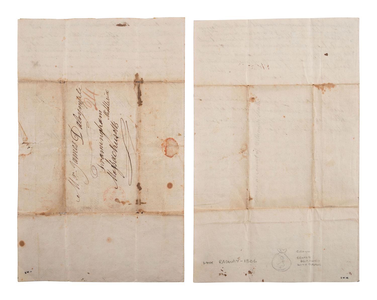 DALRYMPLE, Ezekiel. ALS describing the death of his brother William. Montreal, 24 February 1812.