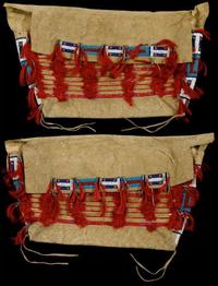 Pair of Plains beaded and quill-worked hide possible bags early 20th century