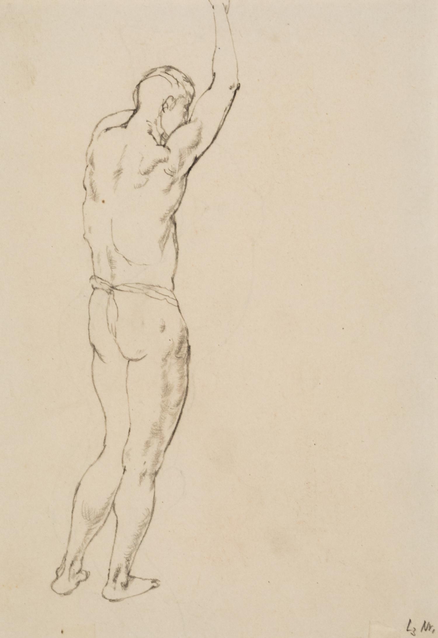 George Grosz, (German-American, 1893-1959), Standing Nude, 1912; Nude (verso)