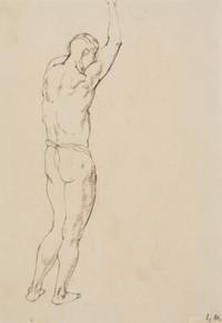 George Grosz, (German-American, 1893-1959), Standing Nude, 1912; Nude (verso)