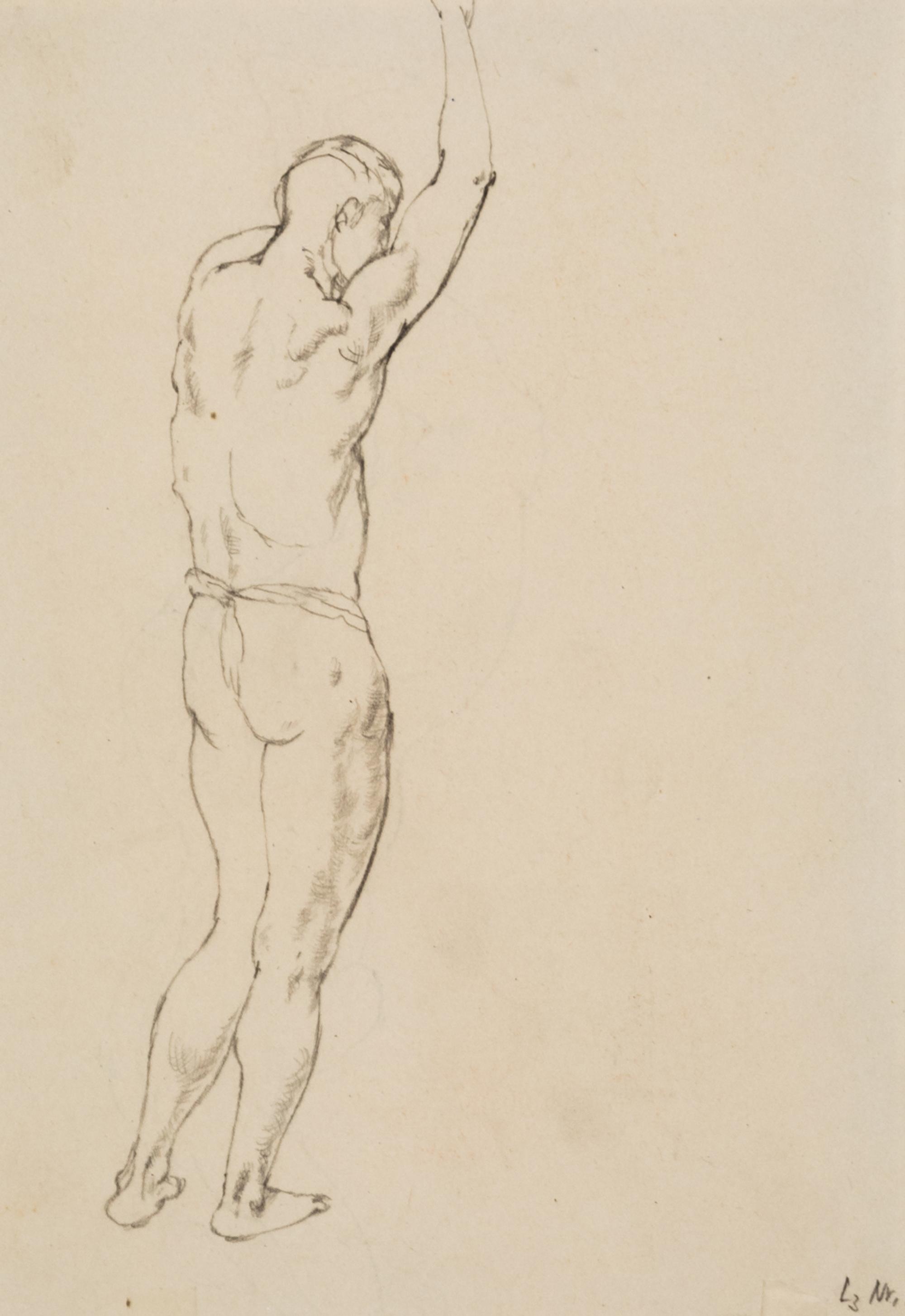 George Grosz, (German-American, 1893-1959), Standing Nude, 1912; Nude (verso)