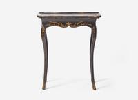 A Louis XV Ebonized and Parcel Gilt Dished-Top Side Table