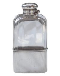 A Tiffany & Co. Cut Glass and Silver Flask 2.5" W x 1" D x 5.25" H, — United States, Circa 1889