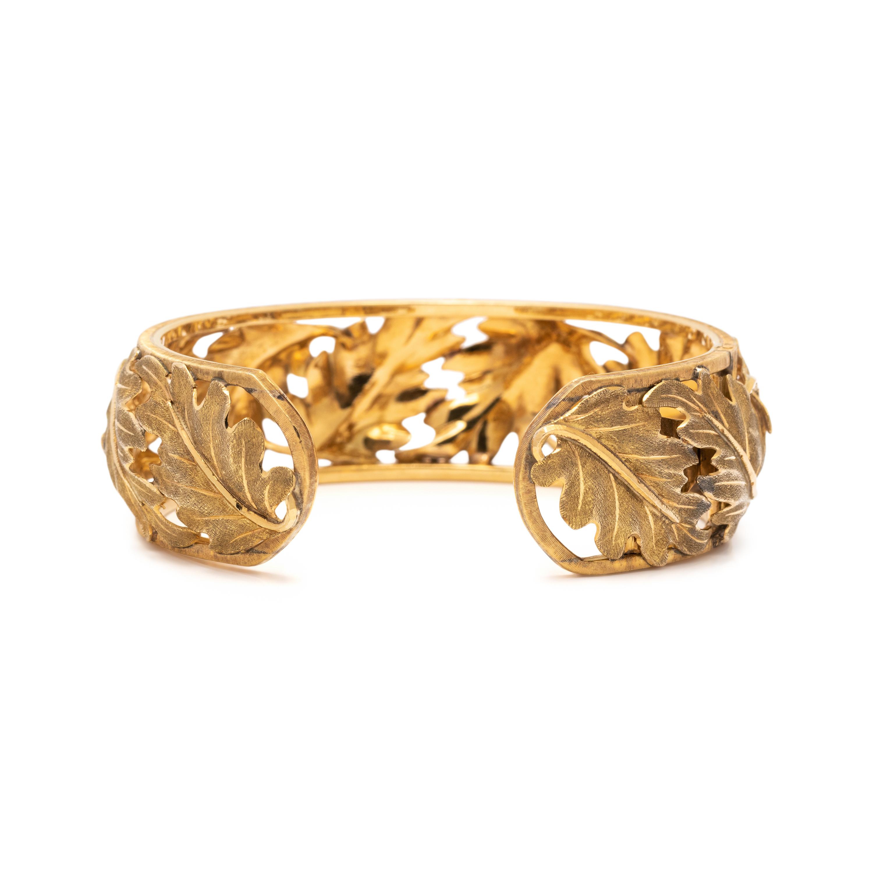 BUCCELLATI, YELLOW GOLD LEAF CUFF BRACELET