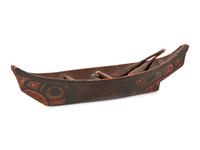 Haida Model Canoe and Paddles