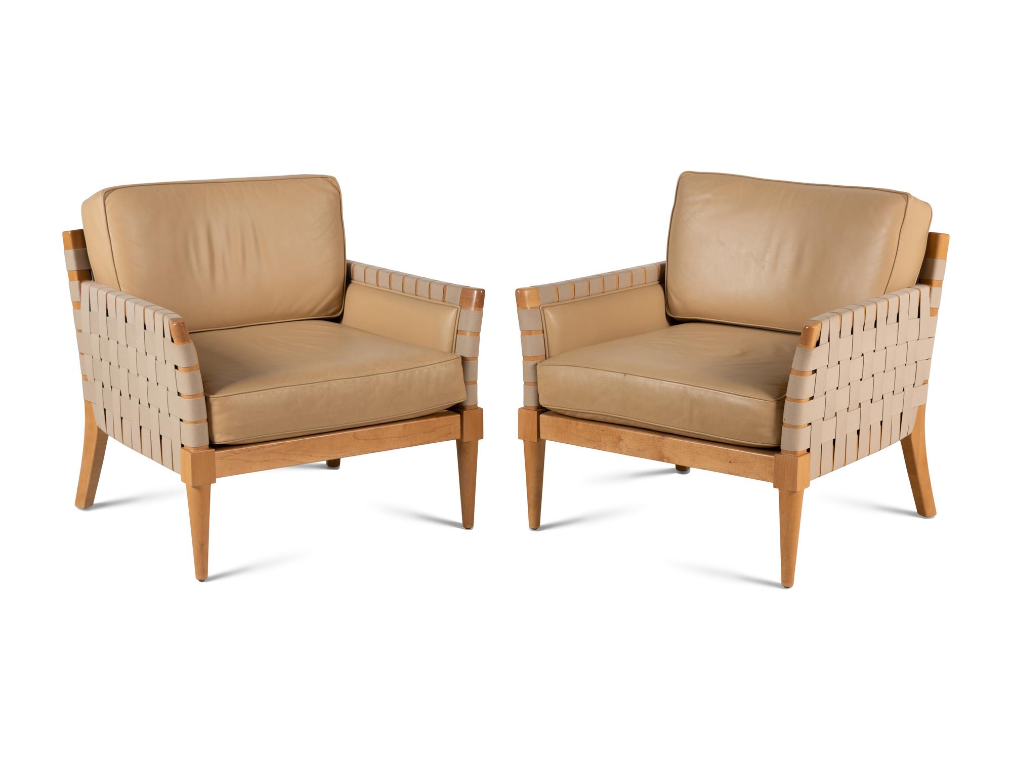 A Pair of Vicente Wolf for Niedermaier Webbed Club Chairs