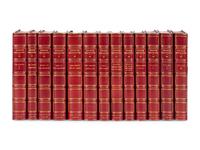 [BINDINGS]. A group of 126 volumes, most in fine full, half, or quarter leather bindings, including works relating to American and European lectures, literature and poetry.