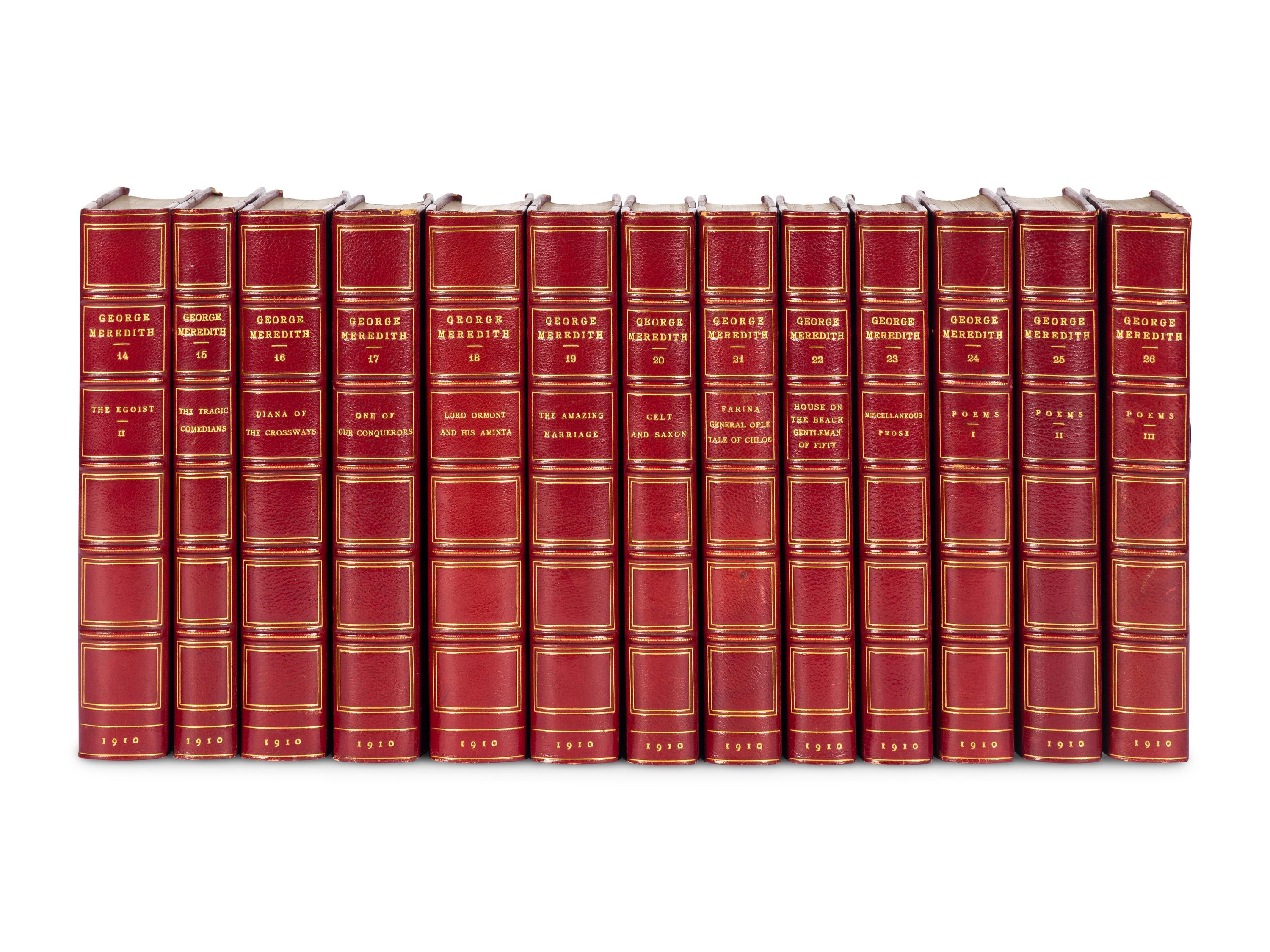 [BINDINGS]. A group of 126 volumes, most in fine full, half, or quarter leather bindings, including works relating to American and European lectures, literature and poetry.