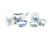 A Collection of Six English Blue and White Porcelain Articles — 18TH CENTURY