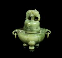A Chinese Jade Covered Censer Height 5 1/2 inches. — 20TH CENTURY